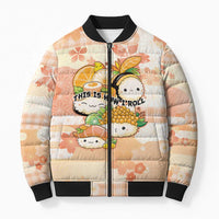 Personalized Japanese Kawaii Sushi Bomber Puffer Jacket Peach Wagara Palaka This Is How I Roll