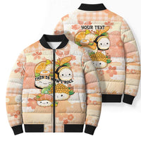 Personalized Japanese Kawaii Sushi Bomber Puffer Jacket Peach Wagara Palaka This Is How I Roll