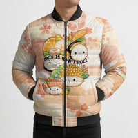 Personalized Japanese Kawaii Sushi Bomber Puffer Jacket Peach Wagara Palaka This Is How I Roll