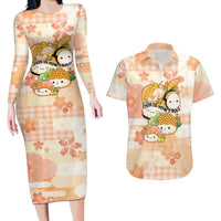 Personalized Japanese Kawaii Sushi Couples Matching Long Sleeve Bodycon Dress and Hawaiian Shirt Peach Wagara Palaka This Is How I Roll LT9 Peach - Polynesian Pride