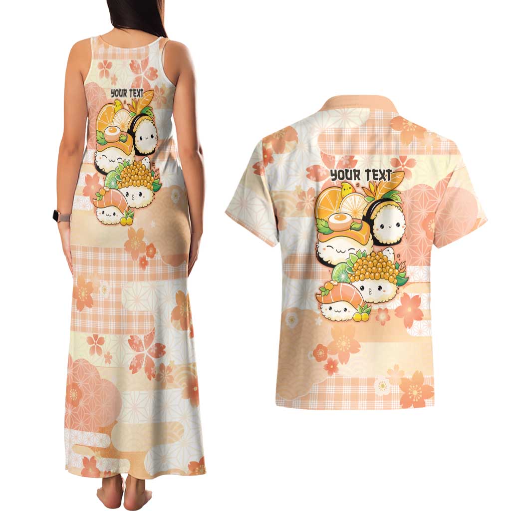 Personalized Japanese Kawaii Sushi Couples Matching Tank Maxi Dress and Hawaiian Shirt Peach Wagara Palaka This Is How I Roll LT9 - Polynesian Pride