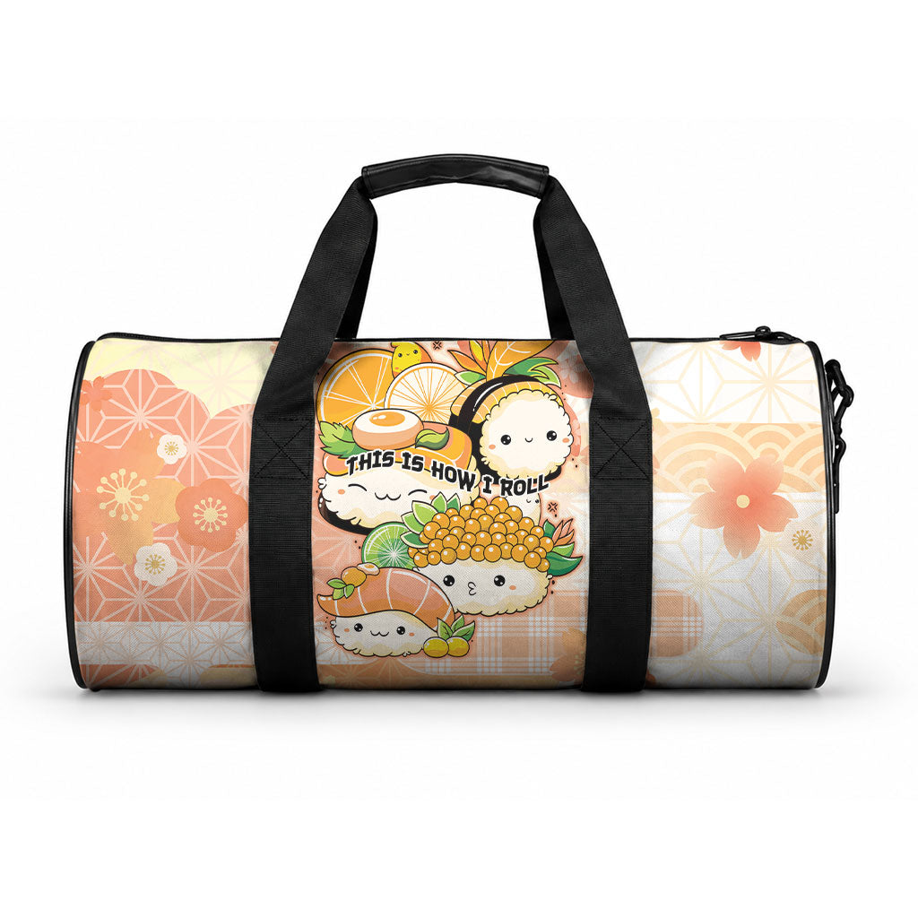 Japanese Kawaii Sushi Duffle Bag Peach Wagara Palaka This Is How I Roll LT9 One size Peach - Polynesian Pride
