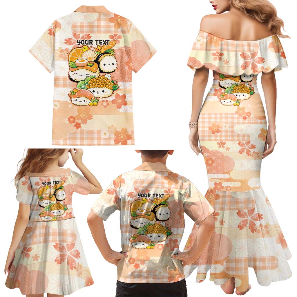 Personalized Japanese Kawaii Sushi Family Matching Mermaid Dress and Hawaiian Shirt Peach Wagara Palaka This Is How I Roll