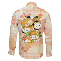 Personalized Japanese Kawaii Sushi Family Matching Off The Shoulder Long Sleeve Dress and Hawaiian Shirt Peach Wagara Palaka This Is How I Roll