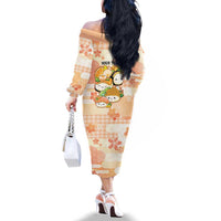 Personalized Japanese Kawaii Sushi Family Matching Off The Shoulder Long Sleeve Dress and Hawaiian Shirt Peach Wagara Palaka This Is How I Roll