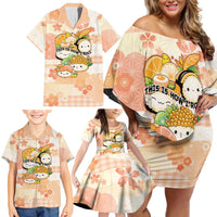 Personalized Japanese Kawaii Sushi Family Matching Off Shoulder Short Dress and Hawaiian Shirt Peach Wagara Palaka This Is How I Roll
