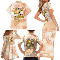Personalized Japanese Kawaii Sushi Family Matching Short Sleeve Bodycon Dress and Hawaiian Shirt Peach Wagara Palaka This Is How I Roll