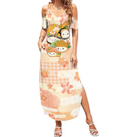Personalized Japanese Kawaii Sushi Family Matching Summer Maxi Dress and Hawaiian Shirt Peach Wagara Palaka This Is How I Roll