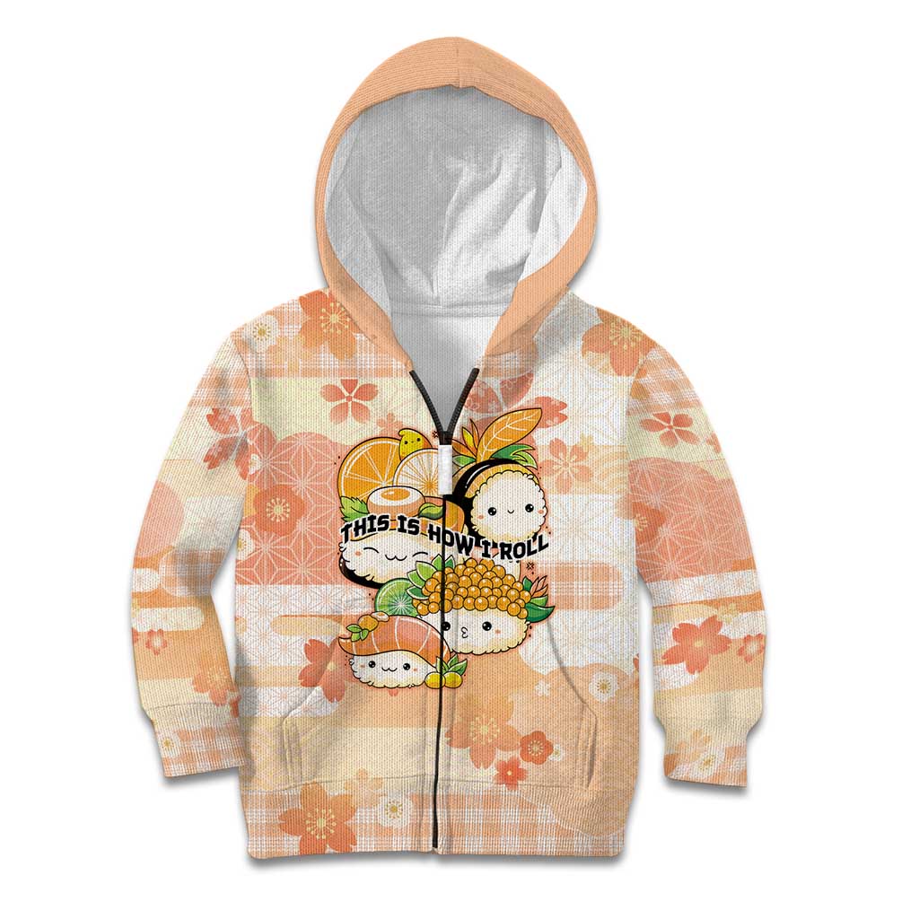 Personalized Japanese Kawaii Sushi Kid Hoodie Peach Wagara Palaka This Is How I Roll