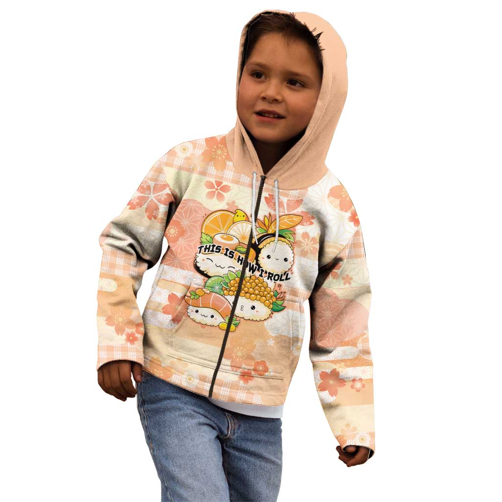 Personalized Japanese Kawaii Sushi Kid Hoodie Peach Wagara Palaka This Is How I Roll