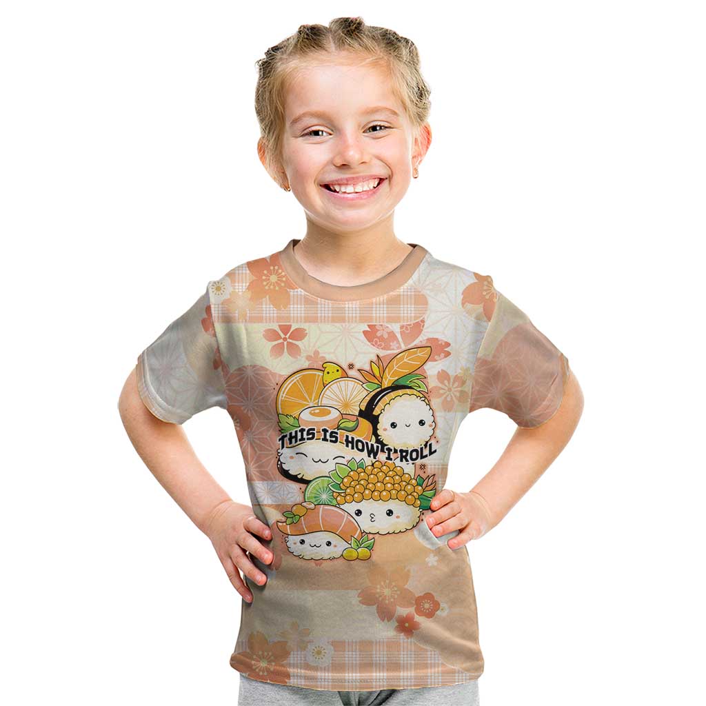 Personalized Japanese Kawaii Sushi Kid T Shirt Peach Wagara Palaka This Is How I Roll LT9 Peach - Polynesian Pride