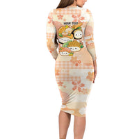 Personalized Japanese Kawaii Sushi Long Sleeve Bodycon Dress Peach Wagara Palaka This Is How I Roll