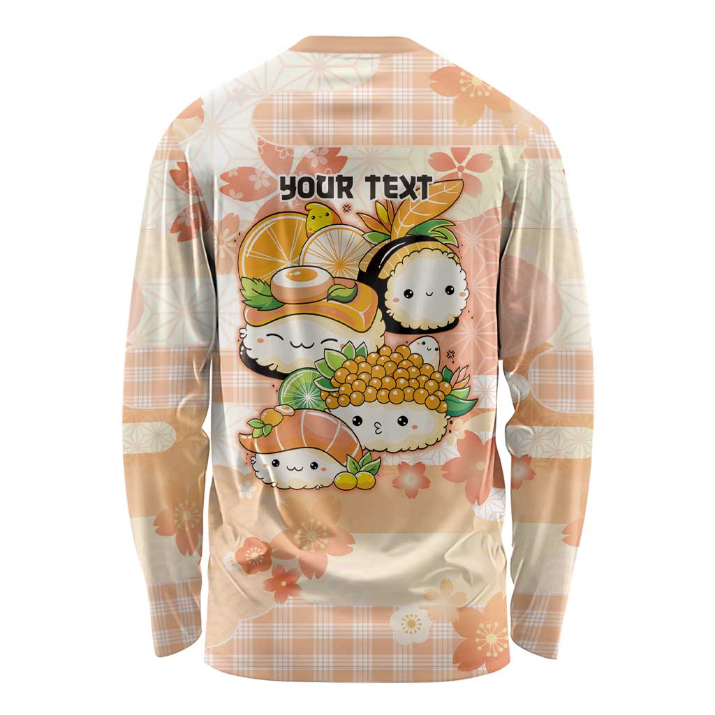 Personalized Japanese Kawaii Sushi Long Sleeve Shirt Peach Wagara Palaka This Is How I Roll