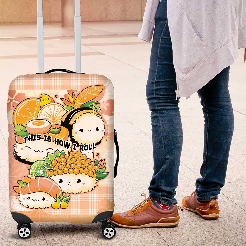 Japanese Kawaii Sushi Luggage Cover Peach Wagara Palaka This Is How I Roll LT9 Peach - Polynesian Pride