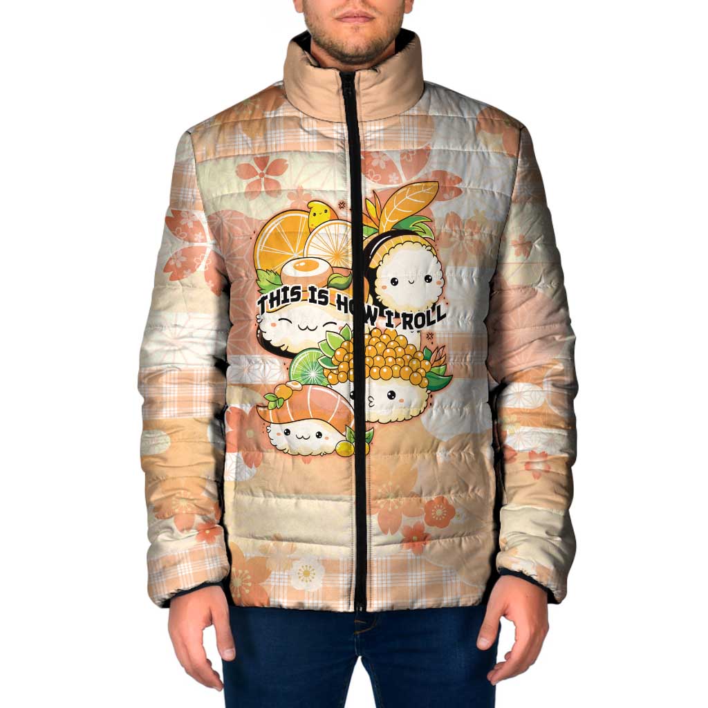 Personalized Japanese Kawaii Sushi Padded Jacket Peach Wagara Palaka This Is How I Roll