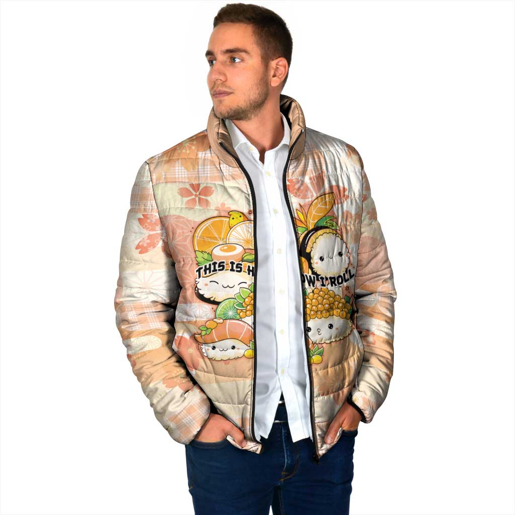 Personalized Japanese Kawaii Sushi Padded Jacket Peach Wagara Palaka This Is How I Roll