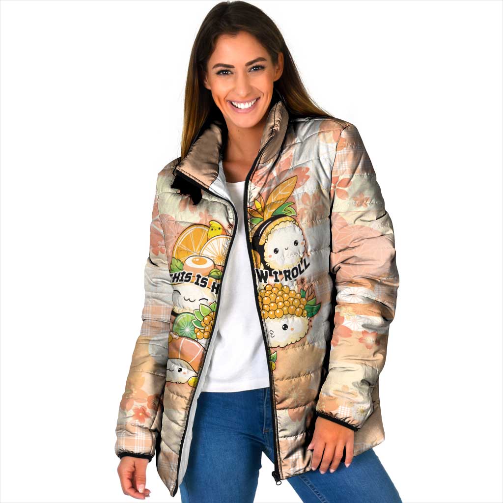 Personalized Japanese Kawaii Sushi Padded Jacket Peach Wagara Palaka This Is How I Roll