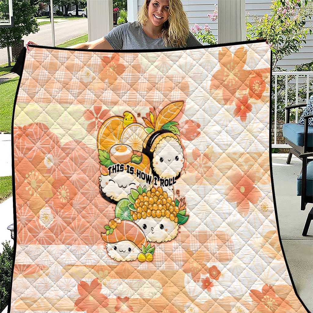 Japanese Kawaii Sushi Quilt Peach Wagara Palaka This Is How I Roll LT9 Peach - Polynesian Pride