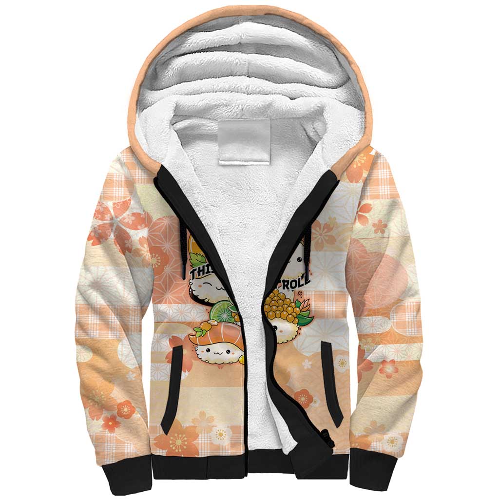Personalized Japanese Kawaii Sushi Sherpa Hoodie Peach Wagara Palaka This Is How I Roll LT9 Unisex Peach - Polynesian Pride