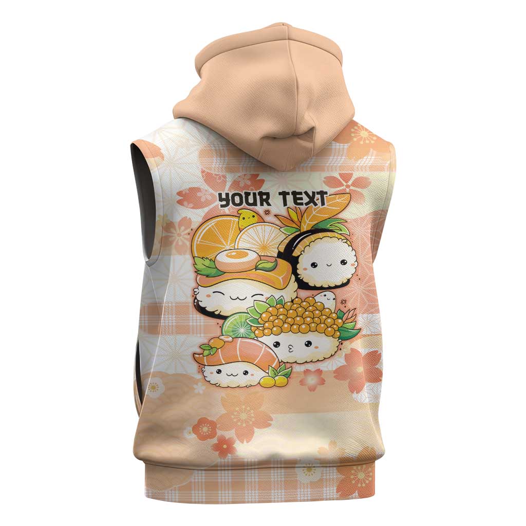 Personalized Japanese Kawaii Sushi Sleeveless Hoodie Peach Wagara Palaka This Is How I Roll
