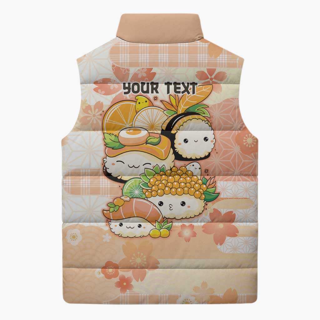 Personalized Japanese Kawaii Sushi Sleeveless Puffer Jacket Peach Wagara Palaka This Is How I Roll LT9 - Polynesian Pride