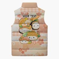 Personalized Japanese Kawaii Sushi Sleeveless Puffer Jacket Peach Wagara Palaka This Is How I Roll LT9 - Polynesian Pride