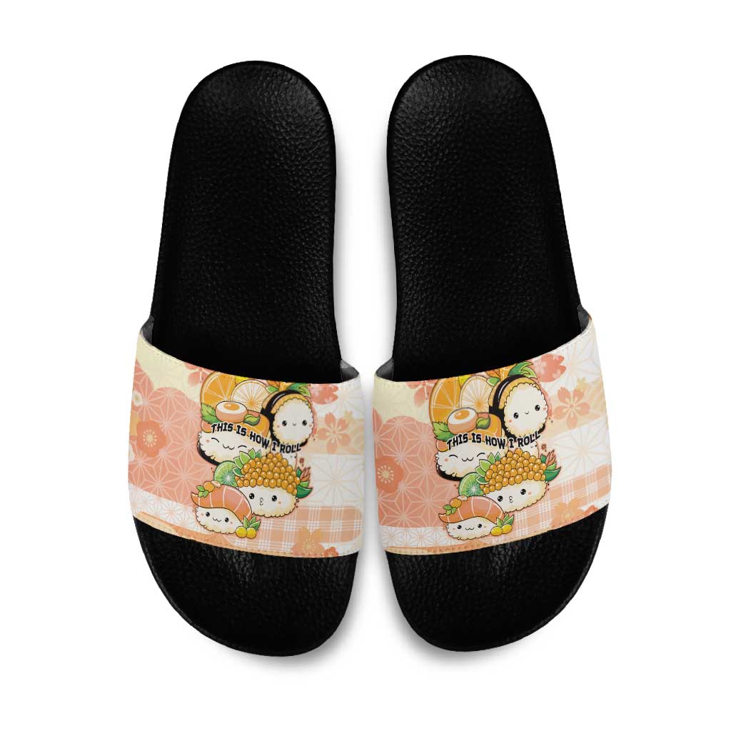 Japanese Kawaii Sushi Slide Sandals Peach Wagara Palaka This Is How I Roll LT9 Peach - Polynesian Pride