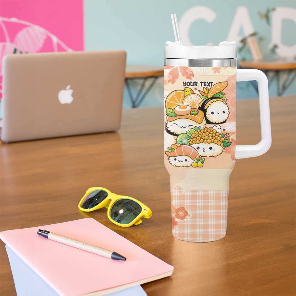 Personalized Japanese Kawaii Sushi Tumbler With Handle Peach Wagara Palaka This Is How I Roll LT9 - Polynesian Pride