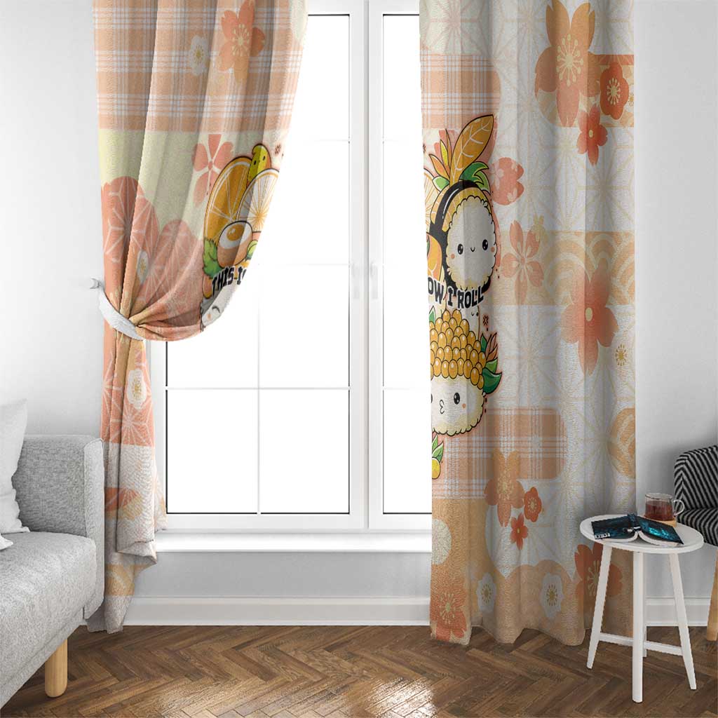 Japanese Kawaii Sushi Window Curtain Peach Wagara Palaka This Is How I Roll LT9 - Polynesian Pride