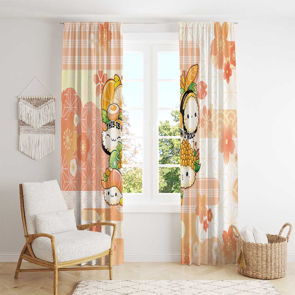 Japanese Kawaii Sushi Window Curtain Peach Wagara Palaka This Is How I Roll LT9 - Polynesian Pride