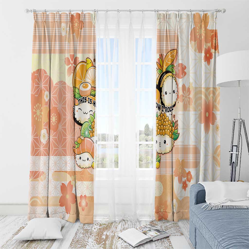 Japanese Kawaii Sushi Window Curtain Peach Wagara Palaka This Is How I Roll LT9 - Polynesian Pride