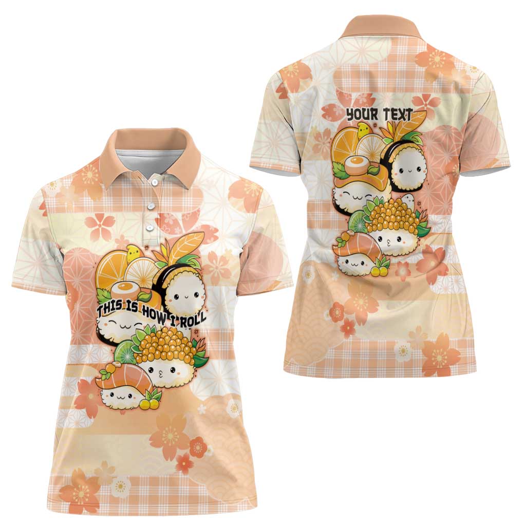 Personalized Japanese Kawaii Sushi Women Polo Shirt Peach Wagara Palaka This Is How I Roll