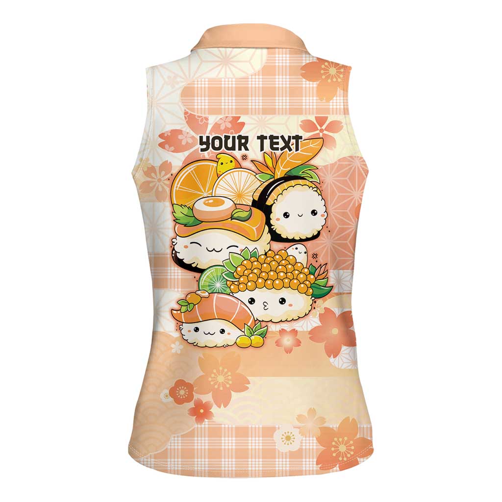 Personalized Japanese Kawaii Sushi Women Sleeveless Polo Shirt Peach Wagara Palaka This Is How I Roll LT9 - Polynesian Pride