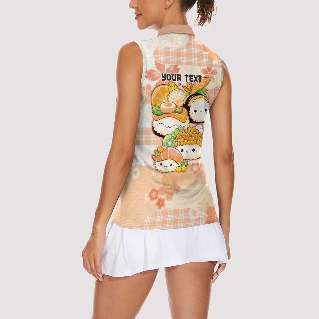 Personalized Japanese Kawaii Sushi Women Sleeveless Polo Shirt Peach Wagara Palaka This Is How I Roll LT9 - Polynesian Pride