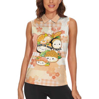 Personalized Japanese Kawaii Sushi Women Sleeveless Polo Shirt Peach Wagara Palaka This Is How I Roll LT9 - Polynesian Pride