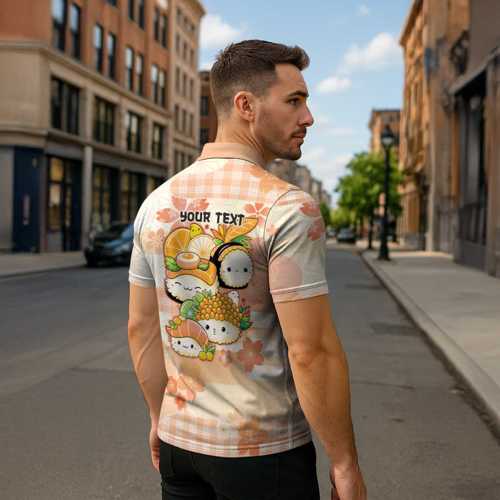 Personalized Japanese Kawaii Sushi Zipper Polo Shirt Peach Wagara Palaka This Is How I Roll