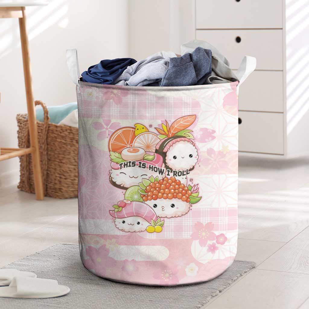 Japanese Kawaii Sushi Laundry Basket Pink Wagara Palaka This Is How I Roll LT9 Pink - Polynesian Pride