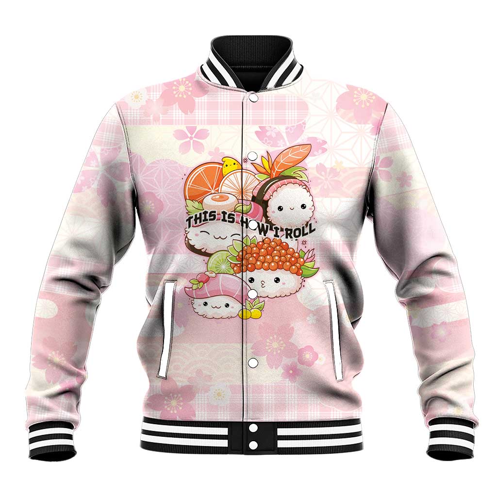 Personalized Japanese Kawaii Sushi Baseball Jacket Pink Wagara Palaka This Is How I Roll