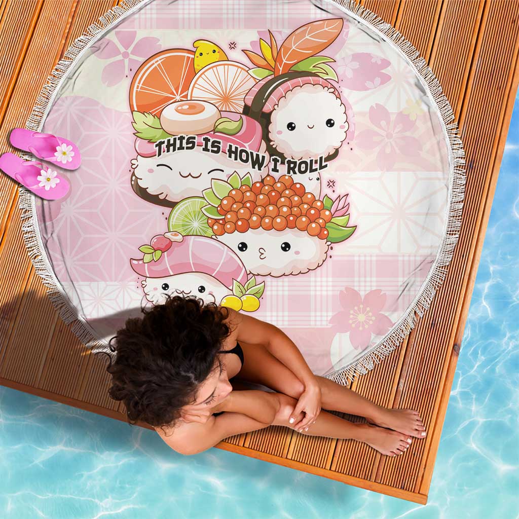 Japanese Kawaii Sushi Beach Blanket Pink Wagara Palaka This Is How I Roll