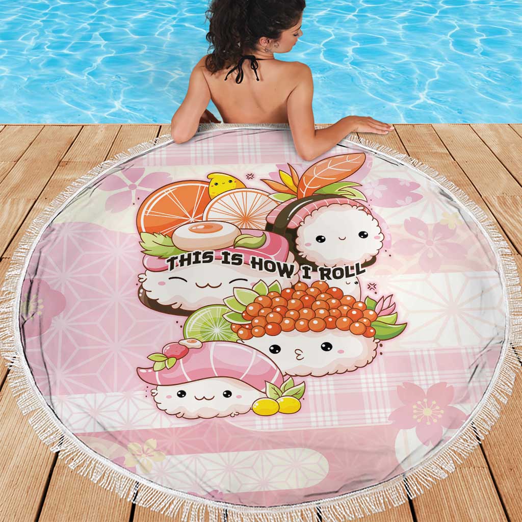 Japanese Kawaii Sushi Beach Blanket Pink Wagara Palaka This Is How I Roll