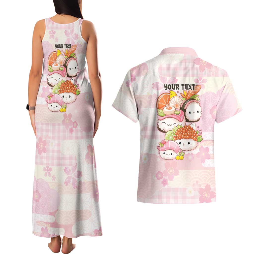 Personalized Japanese Kawaii Sushi Couples Matching Tank Maxi Dress and Hawaiian Shirt Pink Wagara Palaka This Is How I Roll LT9 - Polynesian Pride