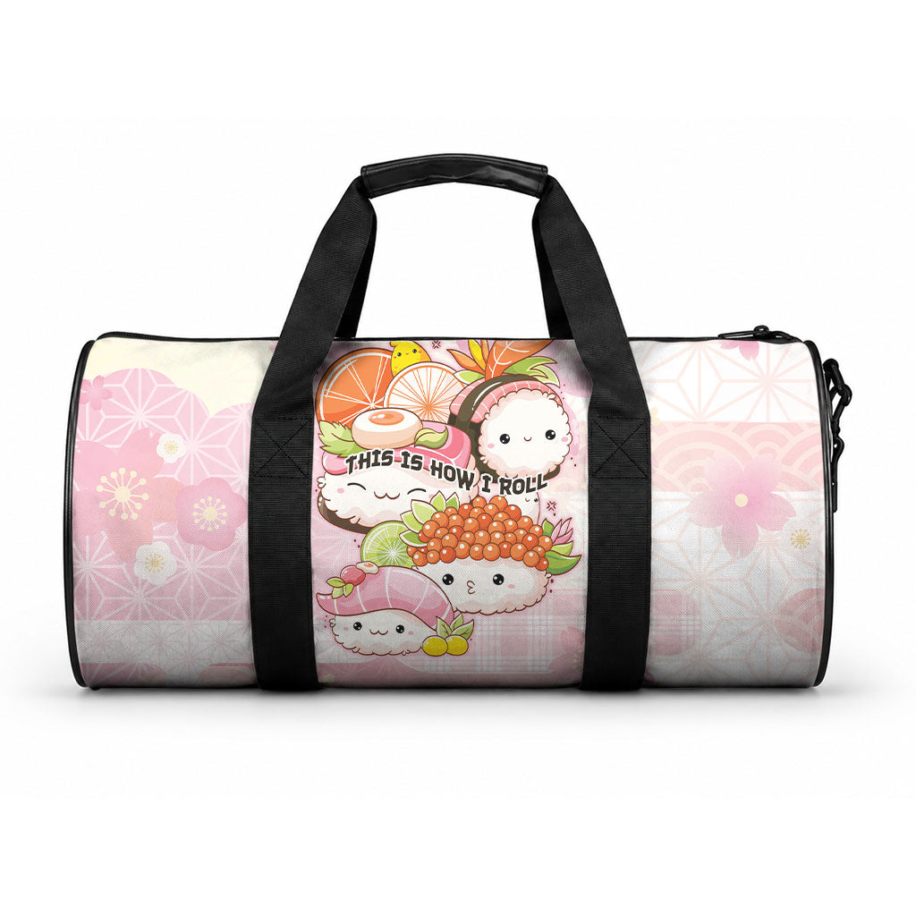 Japanese Kawaii Sushi Duffle Bag Pink Wagara Palaka This Is How I Roll LT9 One size Pink - Polynesian Pride
