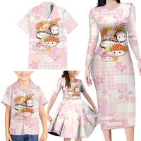 Personalized Japanese Kawaii Sushi Family Matching Long Sleeve Bodycon Dress and Hawaiian Shirt Pink Wagara Palaka This Is How I Roll