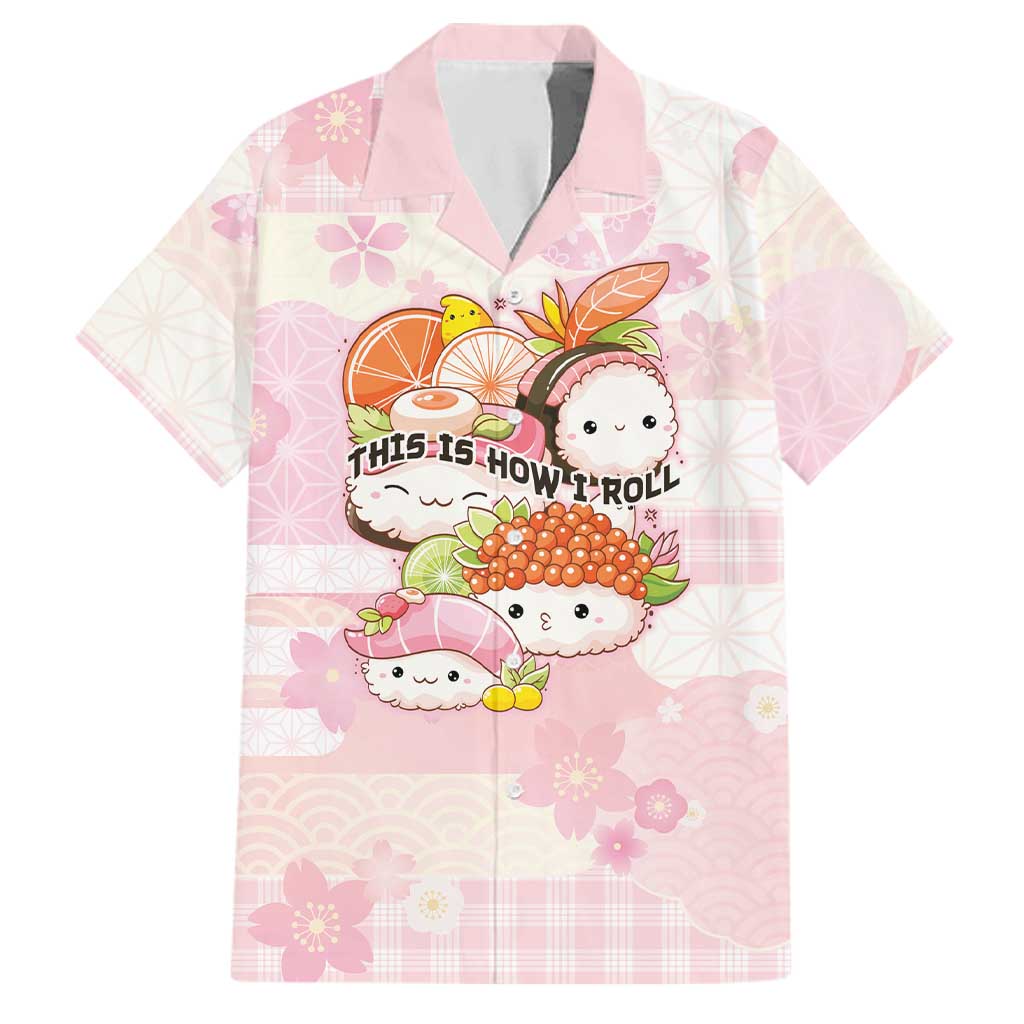 Personalized Japanese Kawaii Sushi Family Matching Long Sleeve Bodycon Dress and Hawaiian Shirt Pink Wagara Palaka This Is How I Roll