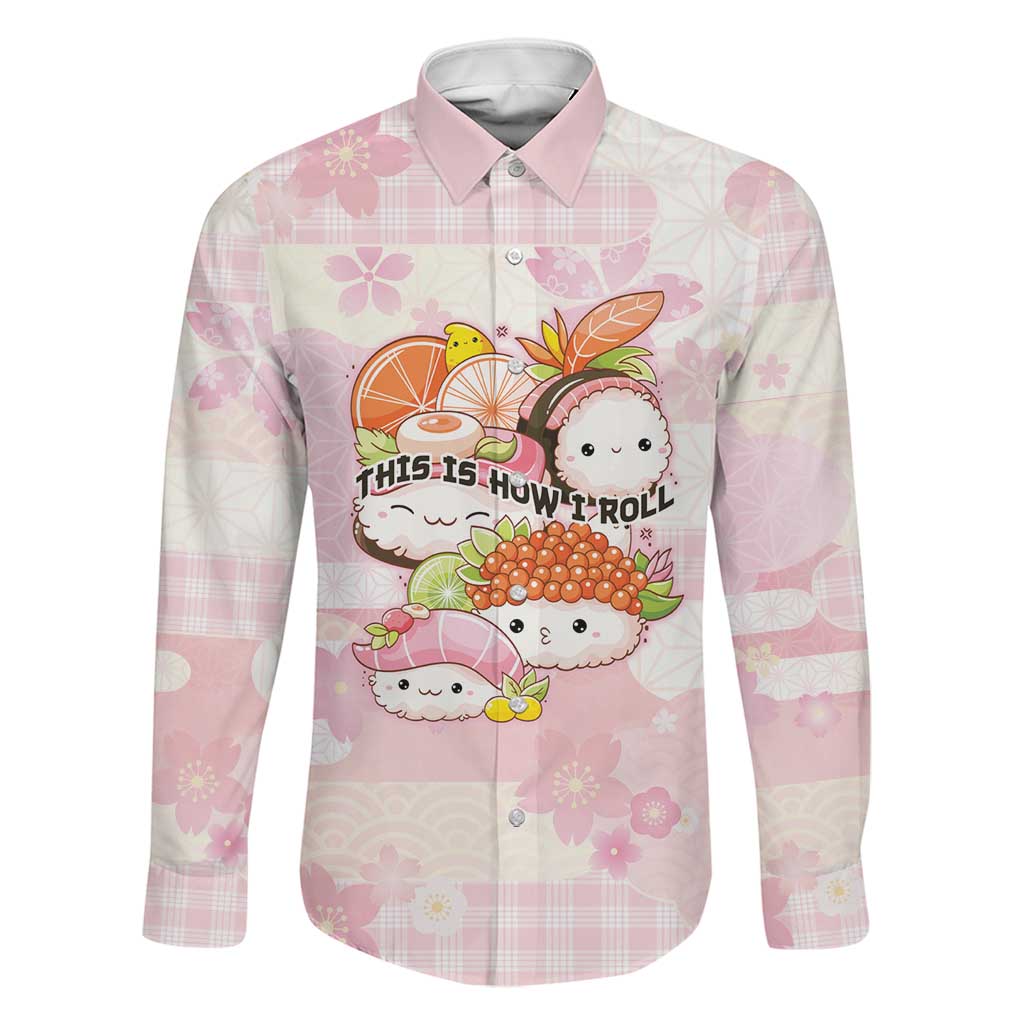Personalized Japanese Kawaii Sushi Family Matching Long Sleeve Bodycon Dress and Hawaiian Shirt Pink Wagara Palaka This Is How I Roll
