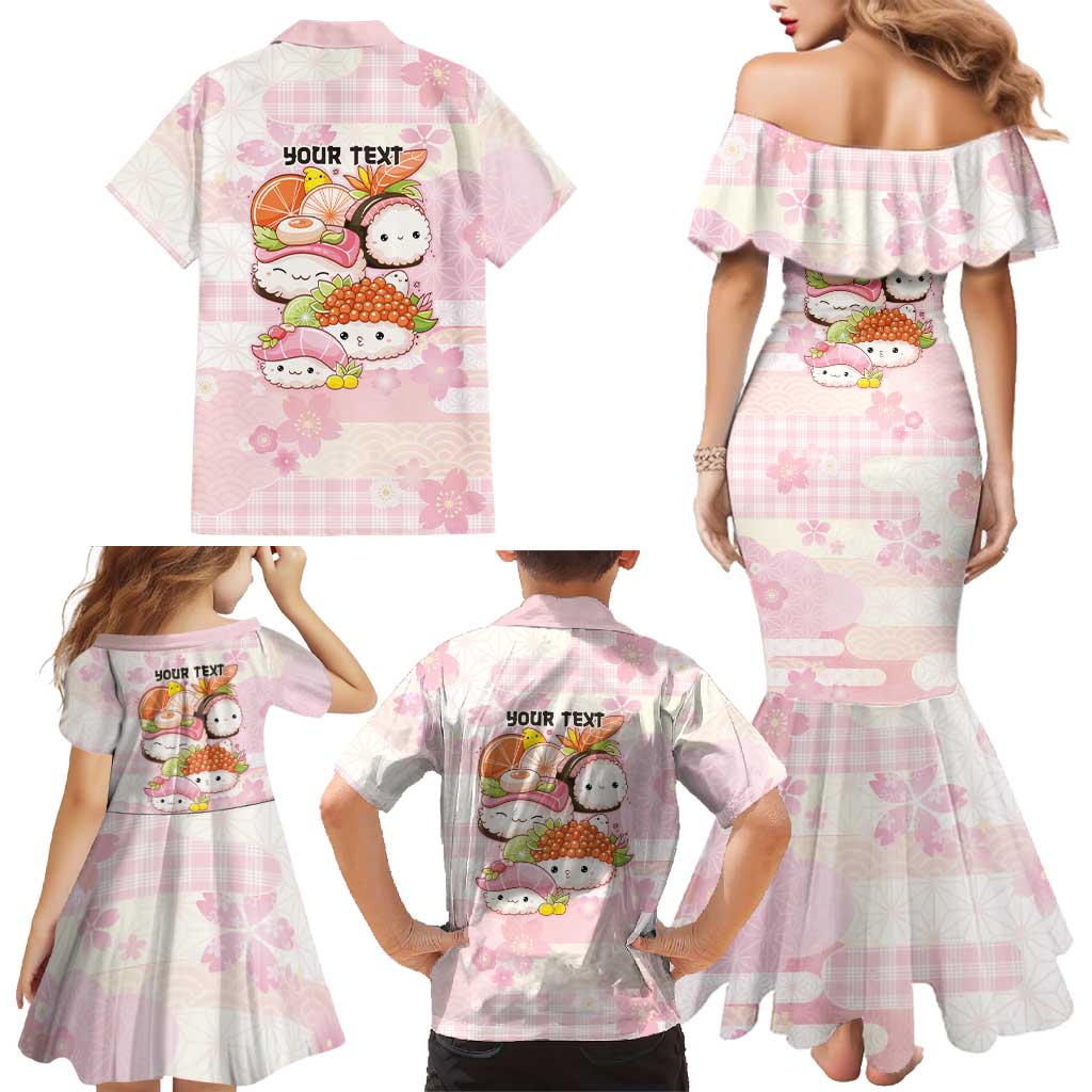Personalized Japanese Kawaii Sushi Family Matching Mermaid Dress and Hawaiian Shirt Pink Wagara Palaka This Is How I Roll