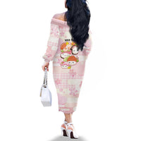 Personalized Japanese Kawaii Sushi Family Matching Off The Shoulder Long Sleeve Dress and Hawaiian Shirt Pink Wagara Palaka This Is How I Roll