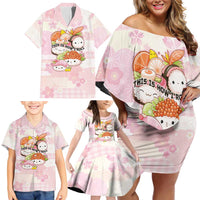 Personalized Japanese Kawaii Sushi Family Matching Off Shoulder Short Dress and Hawaiian Shirt Pink Wagara Palaka This Is How I Roll
