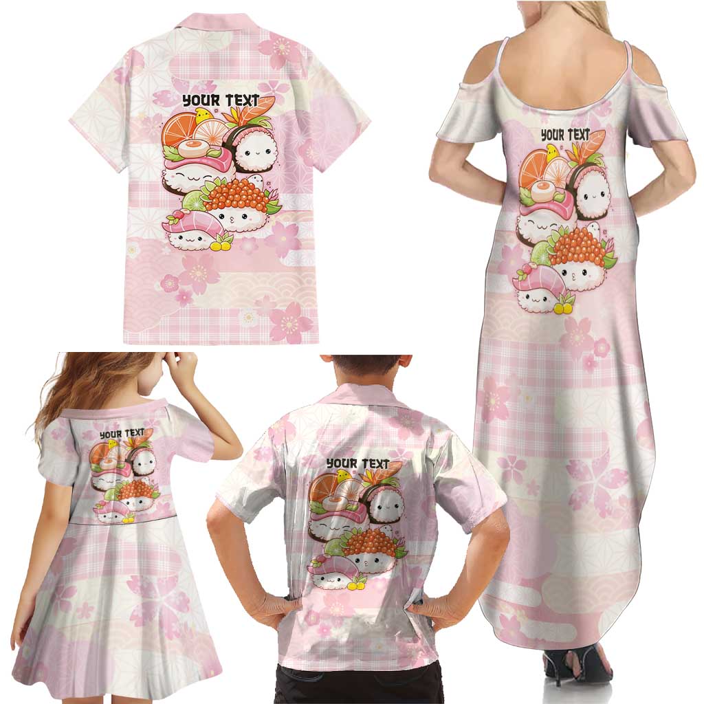 Personalized Japanese Kawaii Sushi Family Matching Summer Maxi Dress and Hawaiian Shirt Pink Wagara Palaka This Is How I Roll