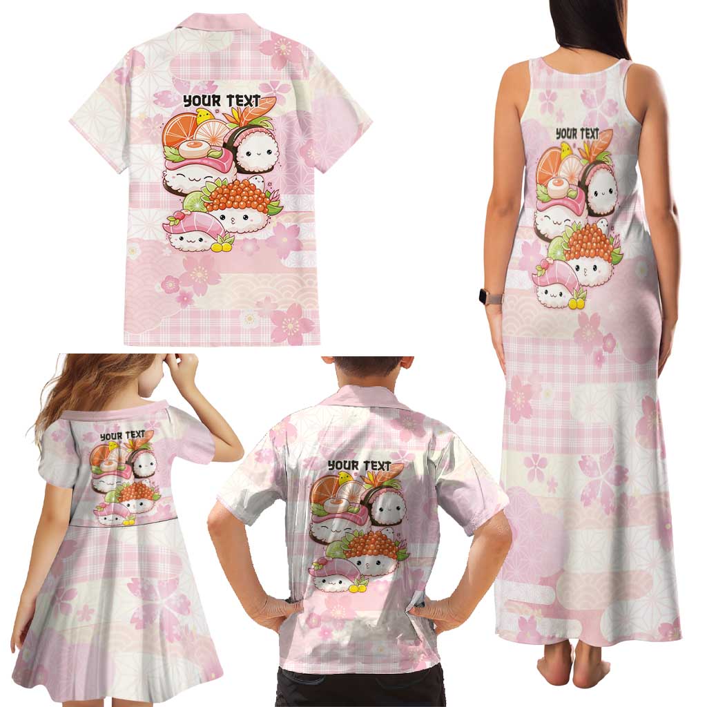 Personalized Japanese Kawaii Sushi Family Matching Tank Maxi Dress and Hawaiian Shirt Pink Wagara Palaka This Is How I Roll